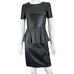 ANTONIO MELANI NWT Black Genuine Leather TANYA Mini Dress Size 0 C0460